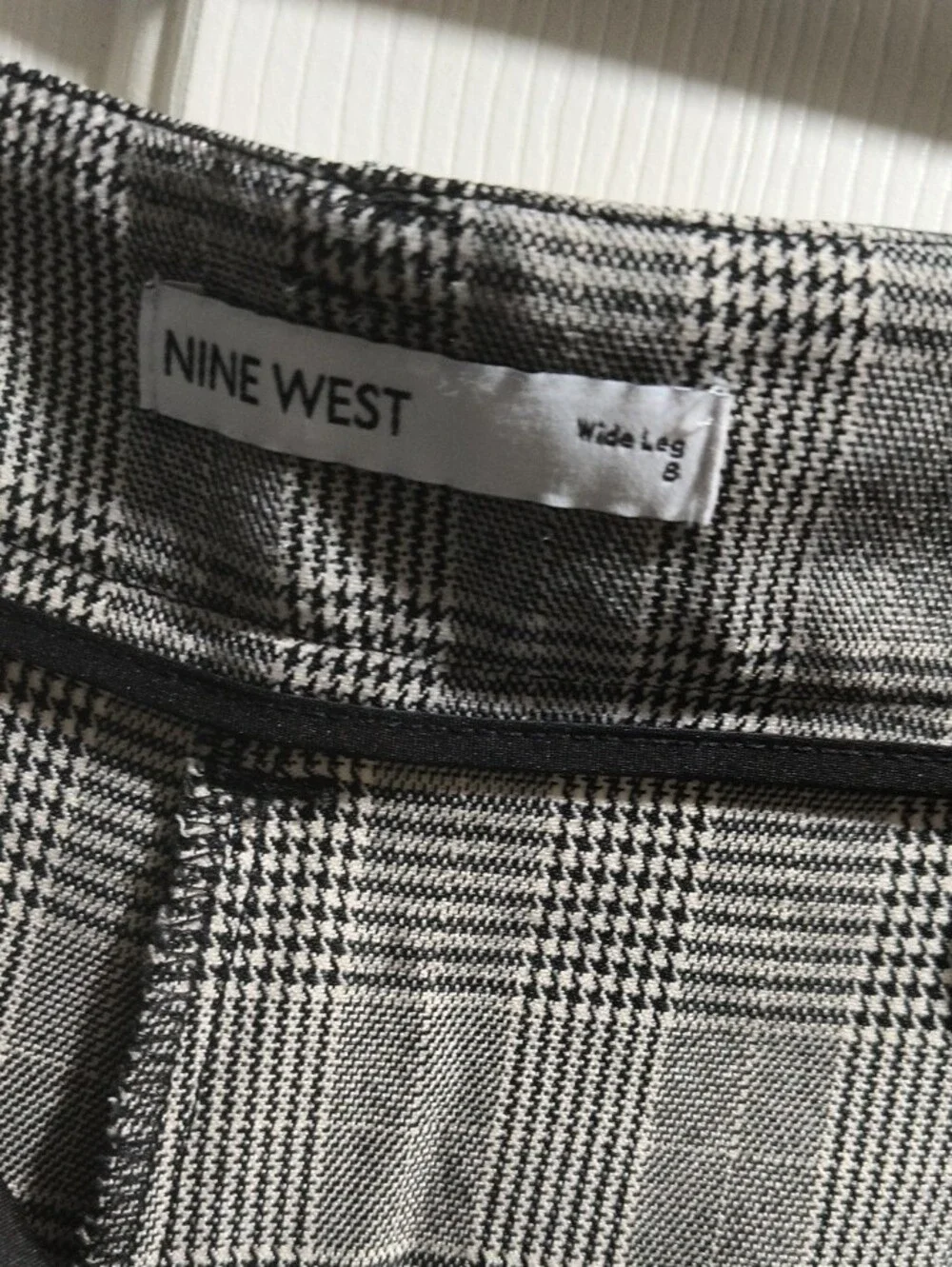 Nine West Black and White Glen Plaid Wide-Leg Pants - Picture 3 of 3